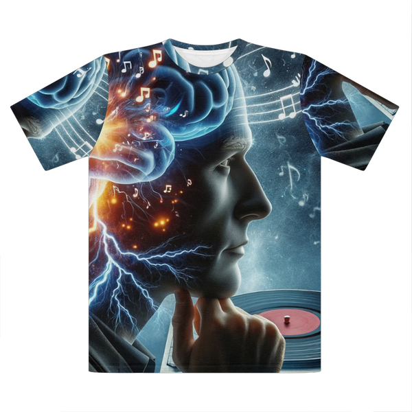 A Thinker Listening Premium Cut and Sew Sublimation Unisex T-Shirt